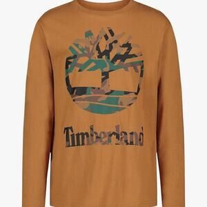 Timberland Brown Long Sleeve Logo T Shirt Cotton Casual Crew Neck L14/16